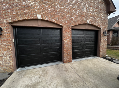 Double black garage doors