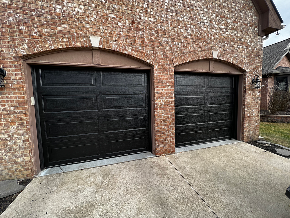 Double black garage doors